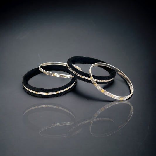 Sterling Silver and 24K Gold Bangle Bracelets