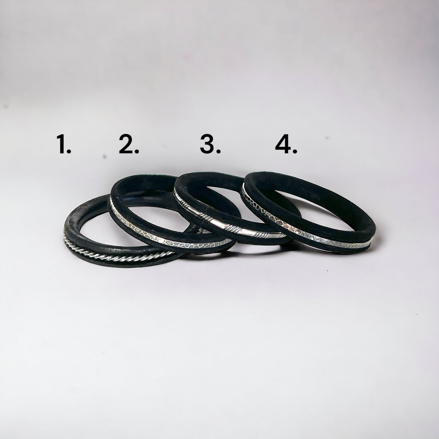 Sterling Silver and Sueded Leather Bangle Bracelets
