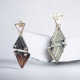 "Edgy, Minimalist Hinged Triangles"... Sterling Post Dangles