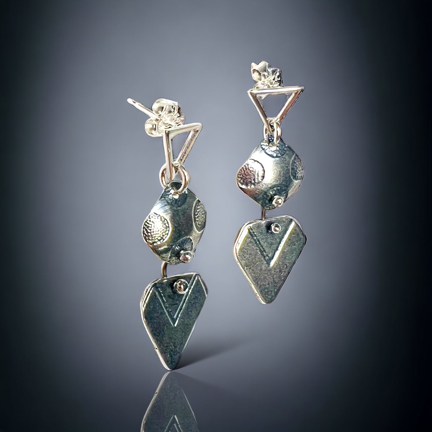 Edgy, Minimalist Hinged and Geometric Sterling Post Dangles