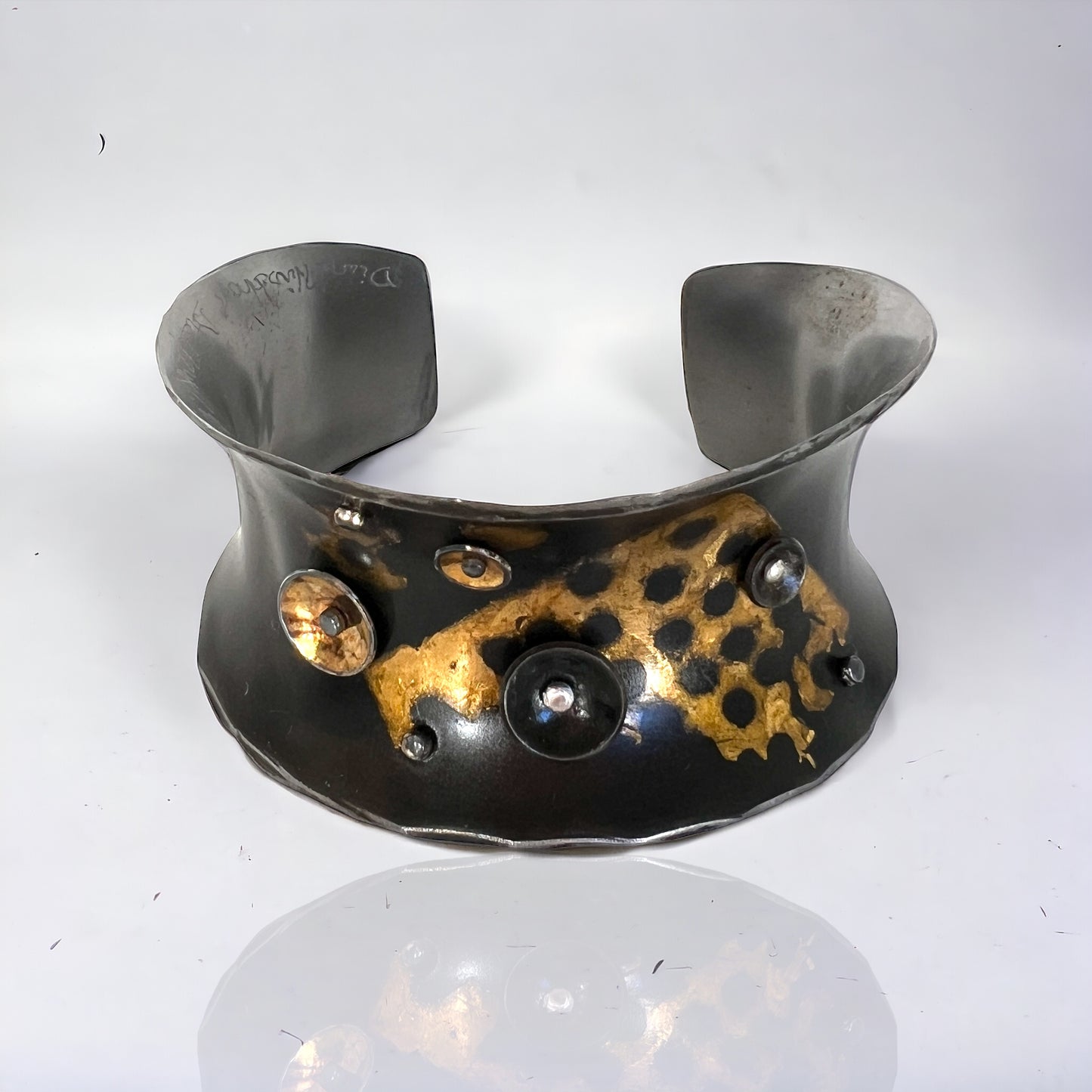 "Bold in Black and Gold"...Steel Cuff with 24K Gold