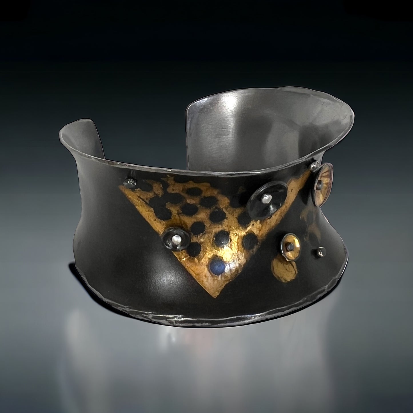 "Bold in Black and Gold"...Steel Cuff with 24K Gold