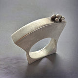 Sculptural Art jewelry statement ring in sterling silver 7 1/2