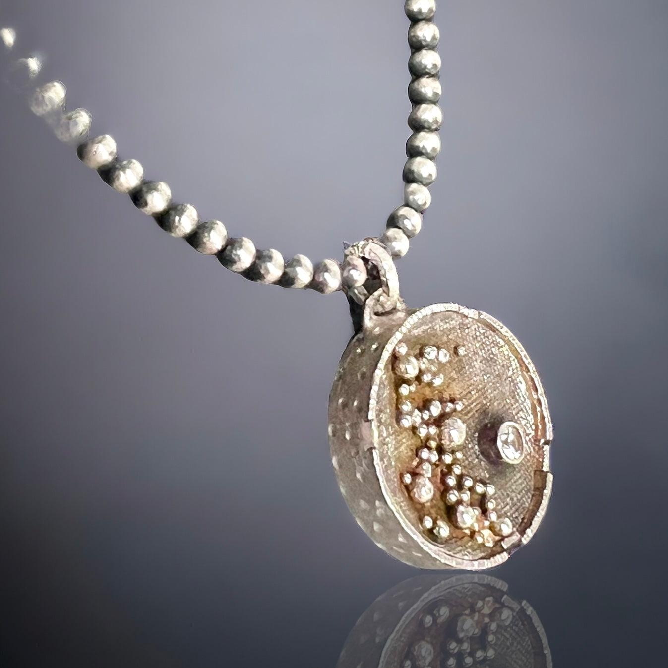 Sculptural Sterling Silver “Cosmic” Necklace with White Sapphire OOAK