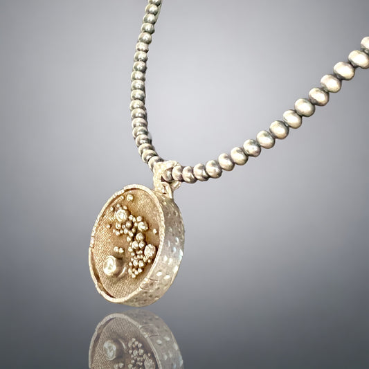 Sculptural Sterling Silver “Cosmic” Necklace with White Sapphire OOAK