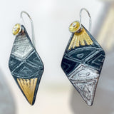 "Rhombus"....contemporary steel and 24K gold dangle earrings