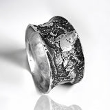 Etched Organic...flared edge sterling ring size 8 1/2