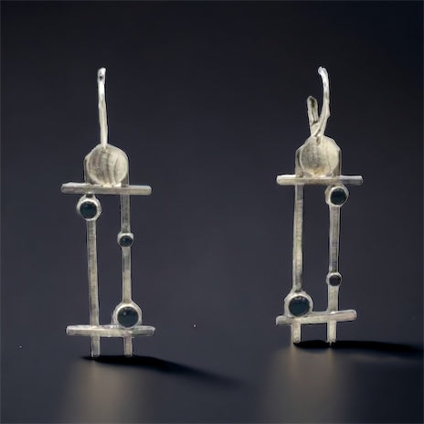 Sterling silver/black onyx art deco earrings