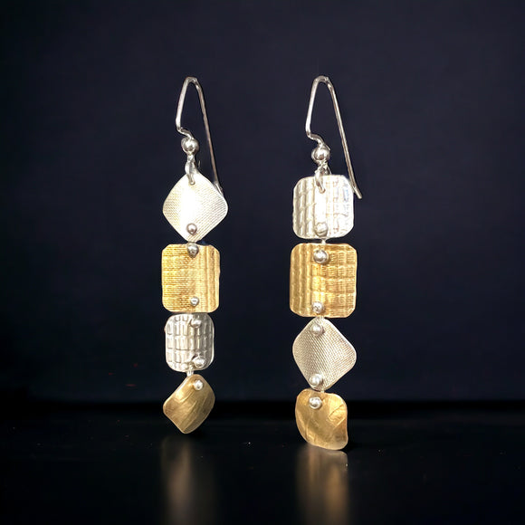 Asymmetrical Riveted Dangles 1 Sterling/Nu Gold