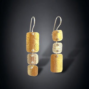 Asymmetrical Contemporary Dangles 2 Sterling/Nu Gold