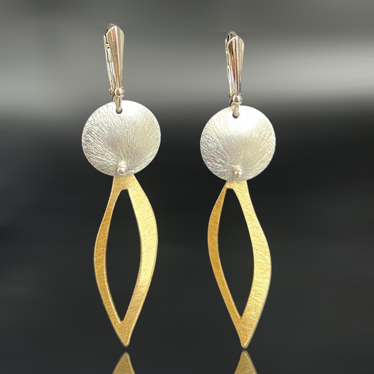 Bold, lightweight open leaf and circle geometric design gold and silver dangles (Copy)