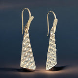 Silver and Grey Corduroy texture triangular dangles sterling silver