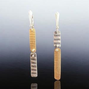 Sterling Silver & NuGold Modern Linear Riveted Earrings – OOAK