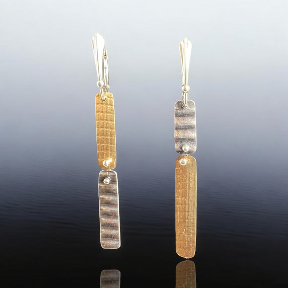 Sterling Silver & NuGold Modern Linear Riveted Earrings – OOAK