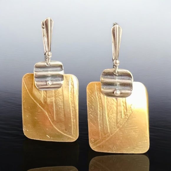 Modern Geometric Art Jewelry Earrings in Sterling Silver & NuGold