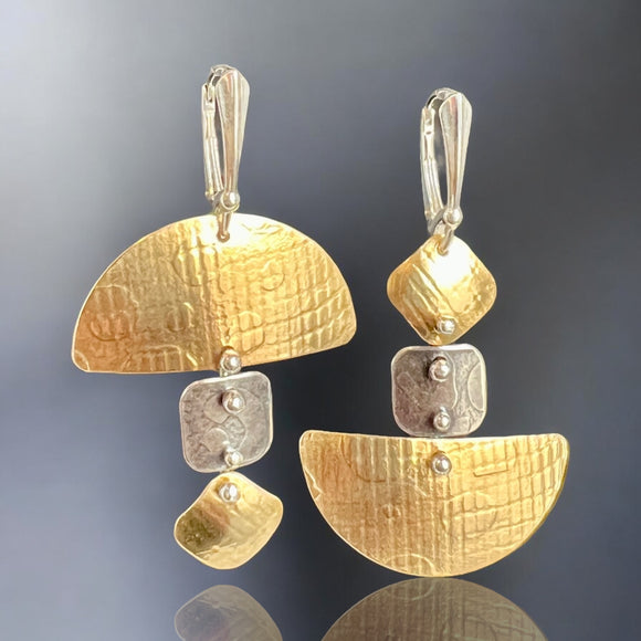 Asymmetrical Statement Earrings in Sterling & NuGold – Lightweight Design