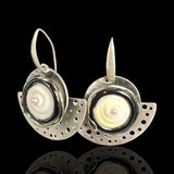Ivory Lampwork Glass Half-Moon Earrings – Handmade by Diana Hirschhorn