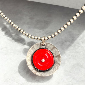 Red & Black Lampwork Glass Necklace – Contemporary Art Jewelry