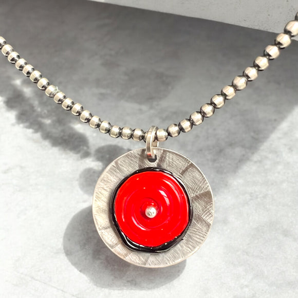 Red & Black Lampwork Glass Necklace – Contemporary Art Jewelry