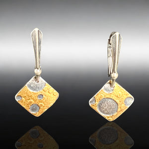 Minimalist 24K Gold & Fine Silver Art Jewelry Earrings
