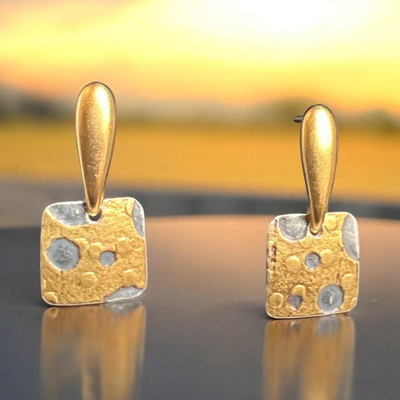 Minimalist 24K Gold & Fine Silver Post Back Earrings