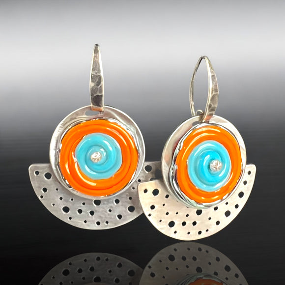 Colorful Kinetic Lampwork Glass Half-Moon Earrings – Diana Hirschhorn