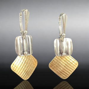 Textured NuGold & Sterling Silver Modern Geometric Earrings
