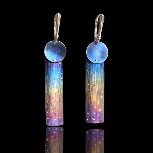 Modern Kinetic Iridescent Rainbow Titanium Earrings are One-of-a-Kind!