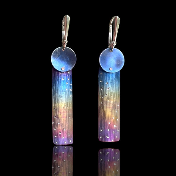 Modern Kinetic Iridescent Rainbow Titanium Earrings are One-of-a-Kind!