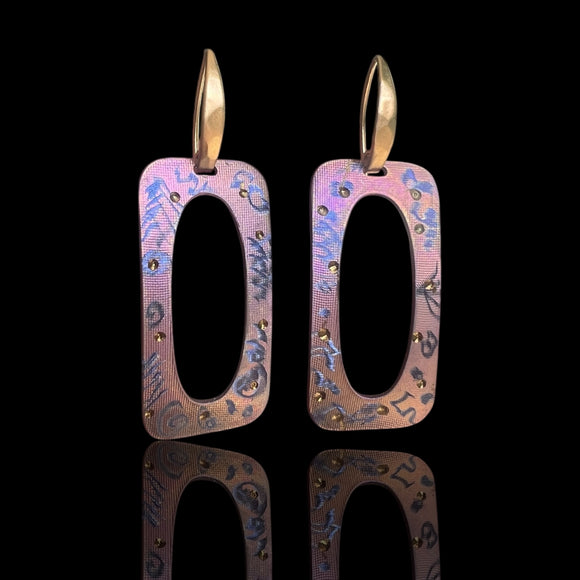 One-of-a-Kind Titanium Statement Earrings, Lightweight Pink and Blue