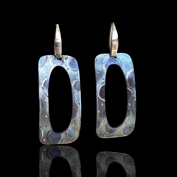 Modern Titanium Earrings – Anodized Blue Statement Jewelry, Lightweight Dangles