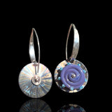 Purple Lampwork Glass Art Jewelry Dangle from Long Sterling Silver Drops