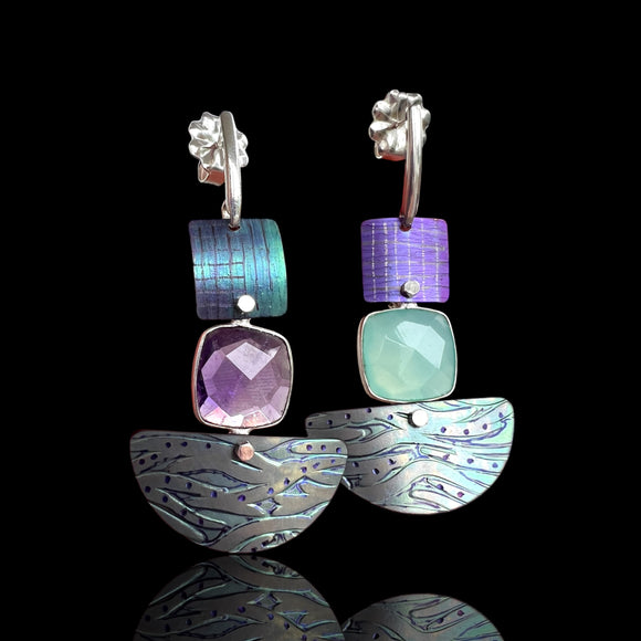 One of a Kind Titanium post Dangles – DianaHDesigns Modern Statement