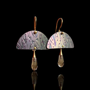 One-of-a-Kind Smoky Topaz Swarovski/Titanium Art Jewelry Dangles