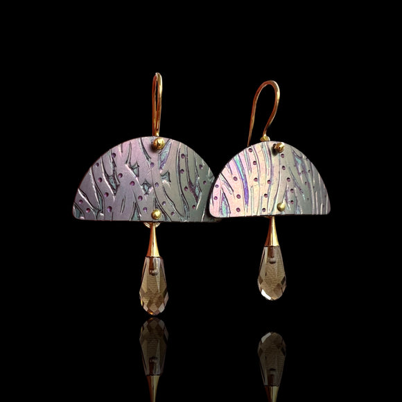 One-of-a-Kind Smoky Topaz Swarovski/Titanium Art Jewelry Dangles