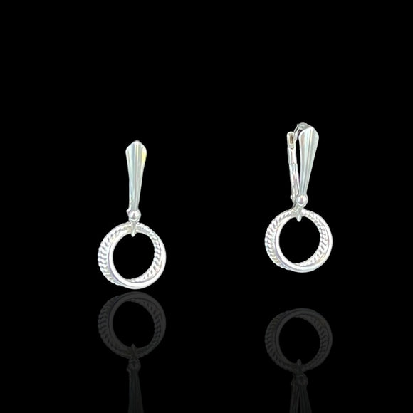 Minimalist Silver Circle Dangle Earrings