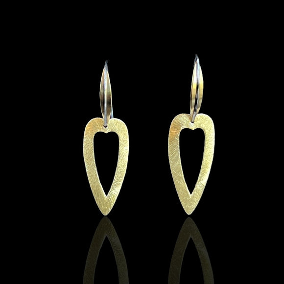 Gold Open Heart Earrings with Oxidized Ear Wires