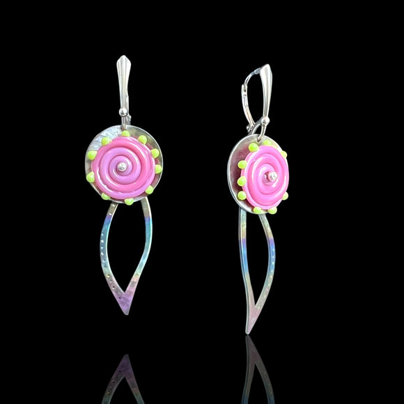 Art to Wear Flower Shape Earrings Sterling, Titanium, Stainless Steel