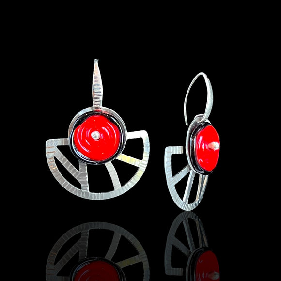 Red Lampwork Glass Fan Earrings – Diana Hirschhorn Handmade Art