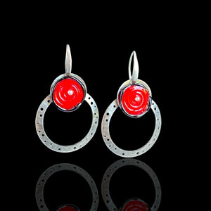 Red Lampwork Glass & Stainless Hoop Earrings – Diana Hirschhorn