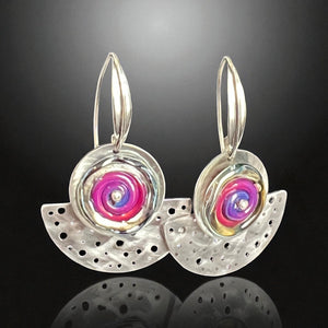 Kinetic dangles with pink & violet lampwork glass, modern design