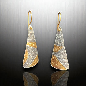 Geometric and Bold Textured Earrings in 24K Gold over Fine Silver