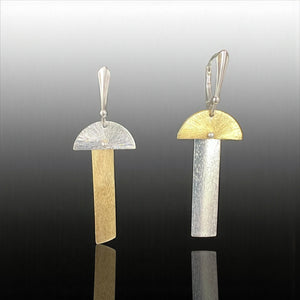 Asymmetrical Silver and Gold Geometric Earrings