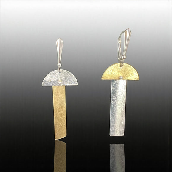 Asymmetrical Silver and Gold Geometric Earrings