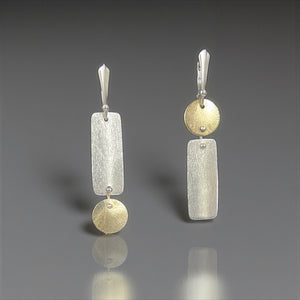 Asymmetrical Silver Gold Rectangle Earrings