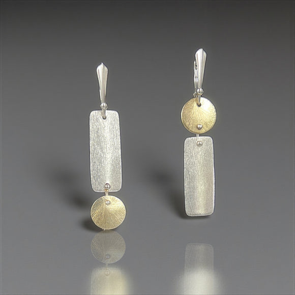 Asymmetrical Silver Gold Rectangle Earrings