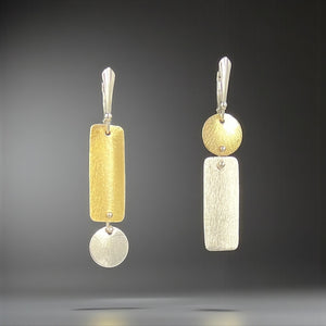 Asymmetrical Gold Silver Dangle Earrings