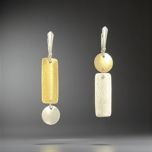 Asymmetrical Gold Silver Dangle Earrings