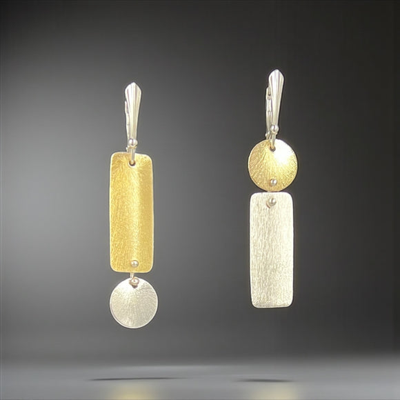 Asymmetrical Gold Silver Dangle Earrings