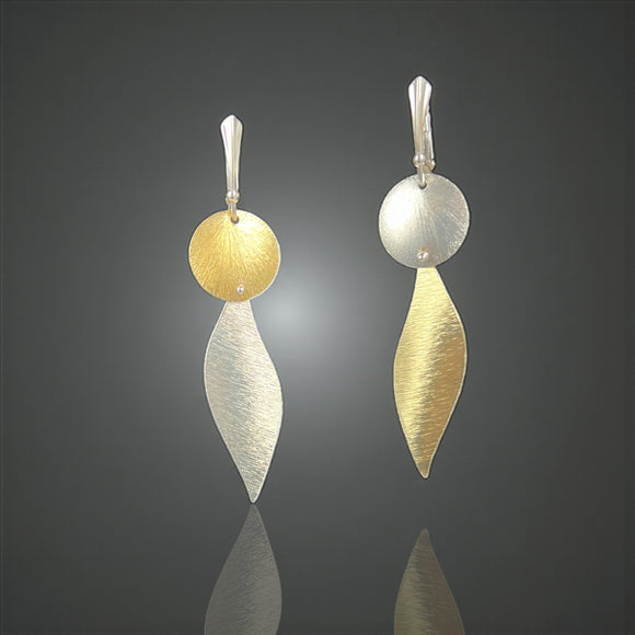 Asymmetrical Mixed Metal Leaf Dangles